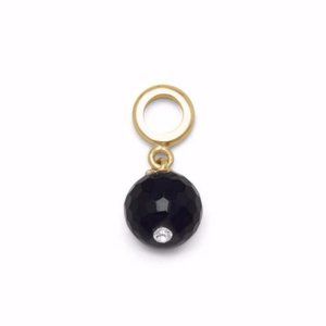 14K Gold Plated Black Onyx Charm Bead